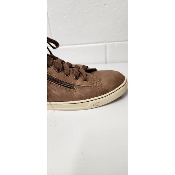 Ugg Blaney Women's Dark Chestnut Leather/Wool Mid Top Shoes, Size 9.5. 1009885 - Picture 4 of 9